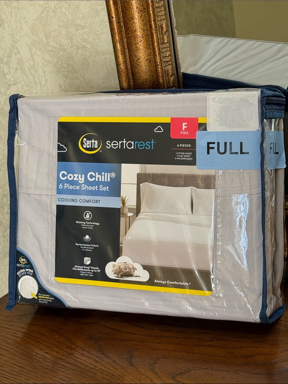 Serta Cozy Chill 6-Piece Full Sheet Set - Light Gray. - Picture 6 of 12